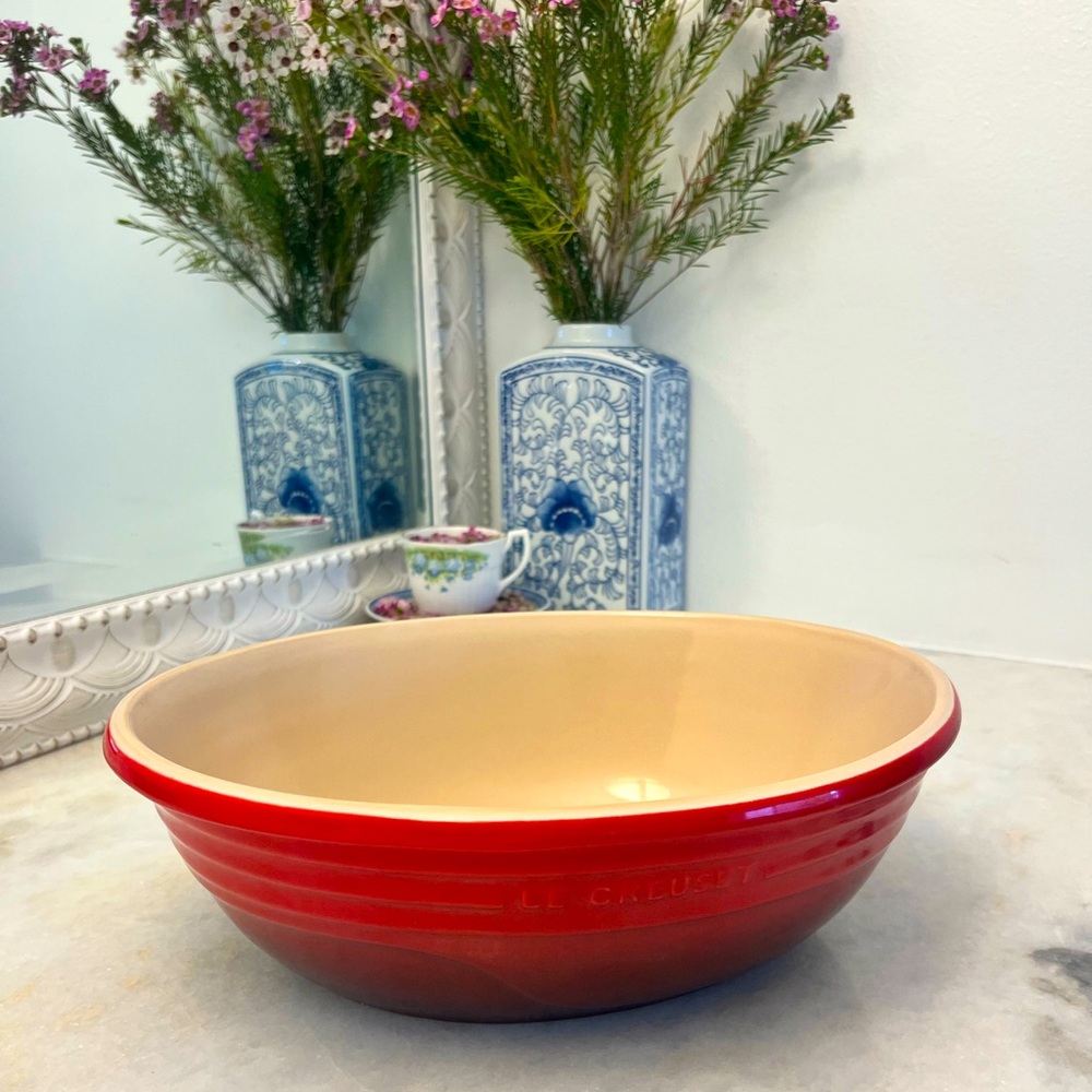 Le Creuset; Oval Serving Bowl, Cerise